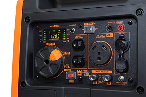 WEN Quiet 6800-Watt Dual Fuel RV-Ready Electric Start Portable Inverter Generator with Fuel Shut Off and CO Watchdog for Electric Vehicle Backup (DF680iX)