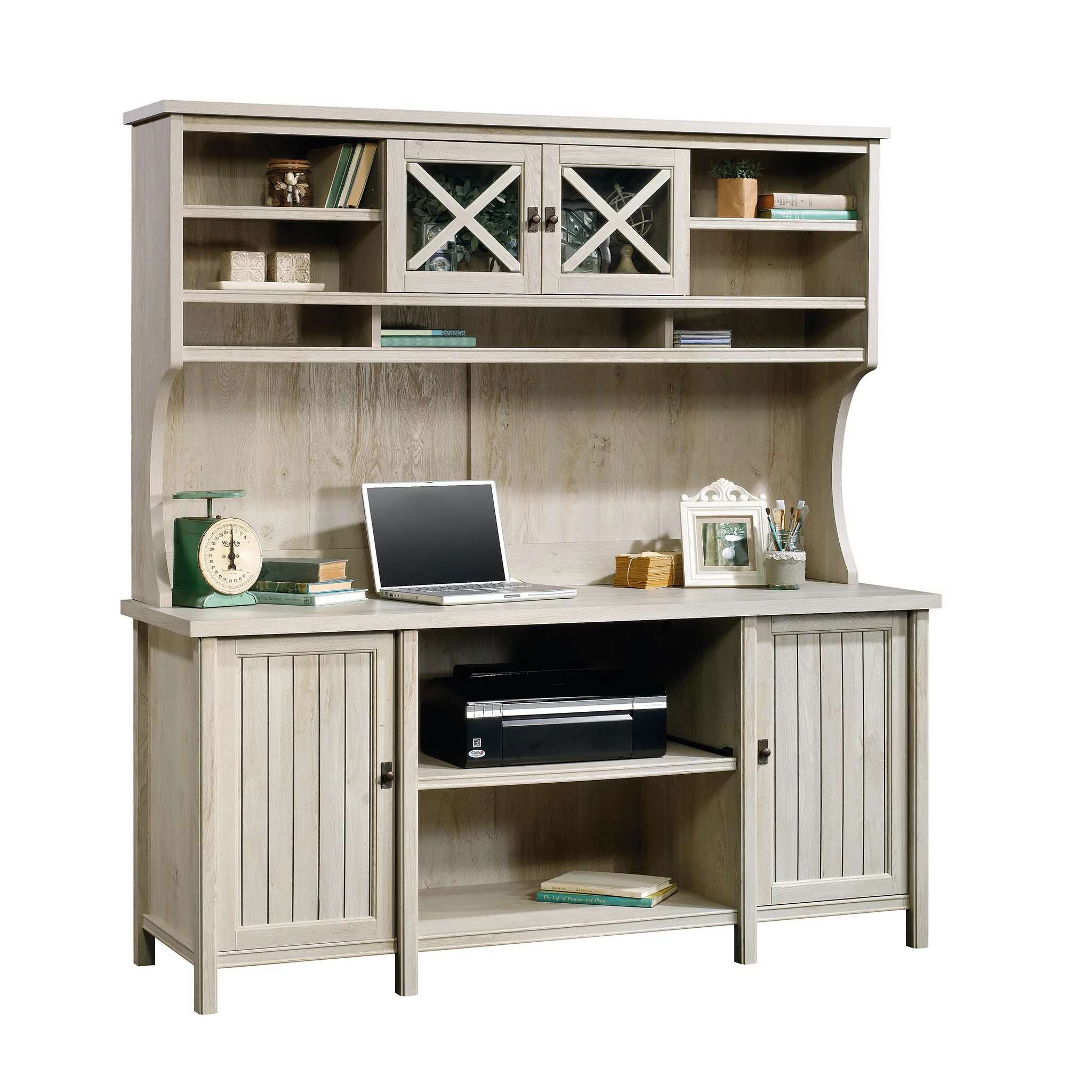 Sauder Costa Hutch, Chalked Chestnut Finish