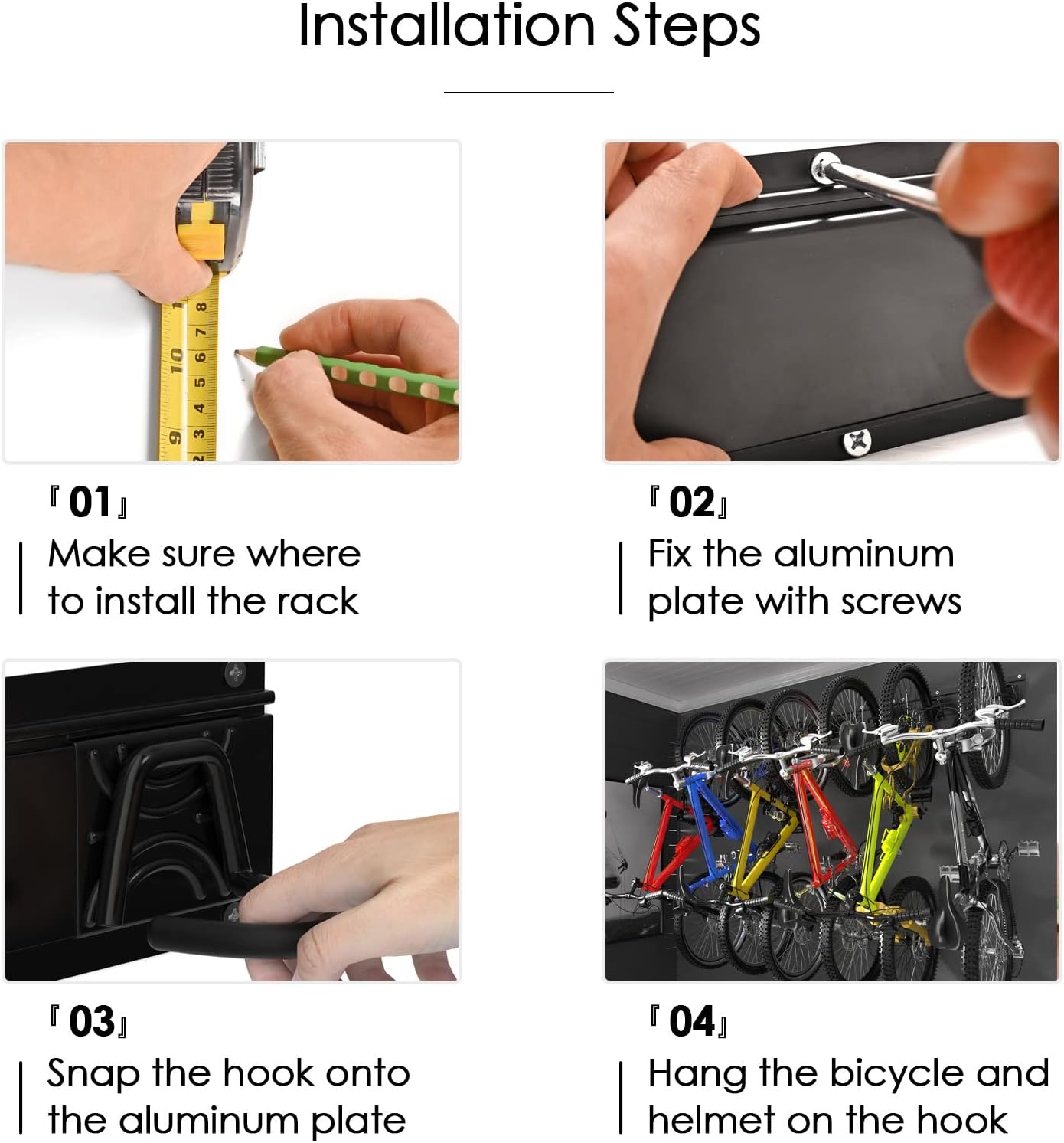 Yorkmills Bike Rack Garage Bike Storage Rack Wall Mount Garage Organizers Vertical Bicycles Hanger for 6 Bicycles with Adjustable Bike Hooks for Home Indoor Up to 500lbs(6 bike hooks+5 helmet hooks) Pack of 2