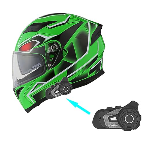 1Storm Motorcycle Full Face Dual Visor Helmet Bundle with Spoiler and Motorcycle Bluetooth Headset: HJK316 Matt Black