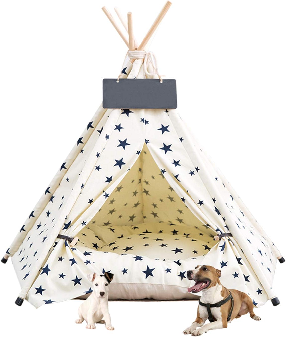 JOUDOO Pet Teepee Tent for Small Dogs or Cats Portable Puppy Sweet Bed Washable Dog or Cat Houses with Cushion