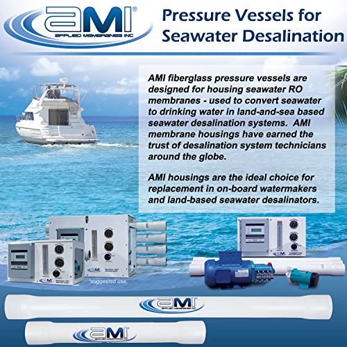 Seawater RO Membrane Housing for 2.5" x 40" SWRO Membrane | 1000 psi Fiberglass | Replacement Pressure Vessel for WaterMaker | Fits M-S2540A & SW30-2540 | PV2540A1000E