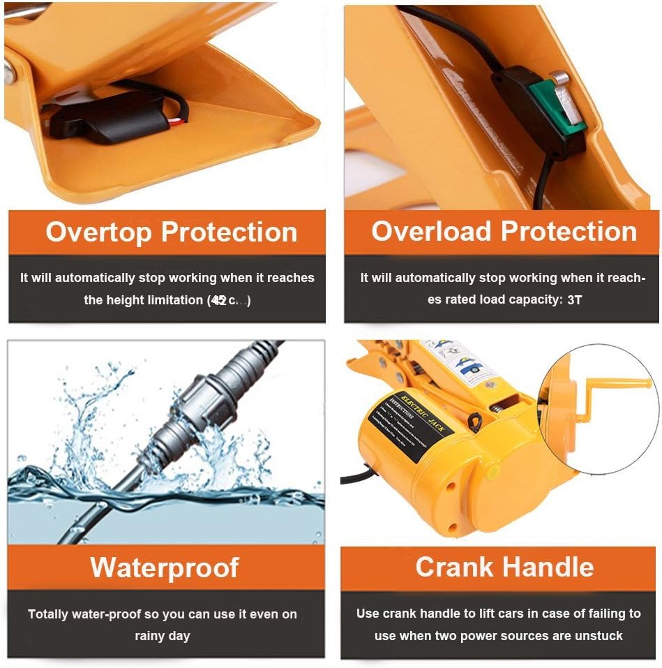 Electric Car Floor Jack 5 Ton All-in-one Automatic 12V Scissor Lift Jack Set for SUV w/Remote Tire Change Repair Emergency Tool Kits Floor Jack for Vehicle Wheel Change (5T)