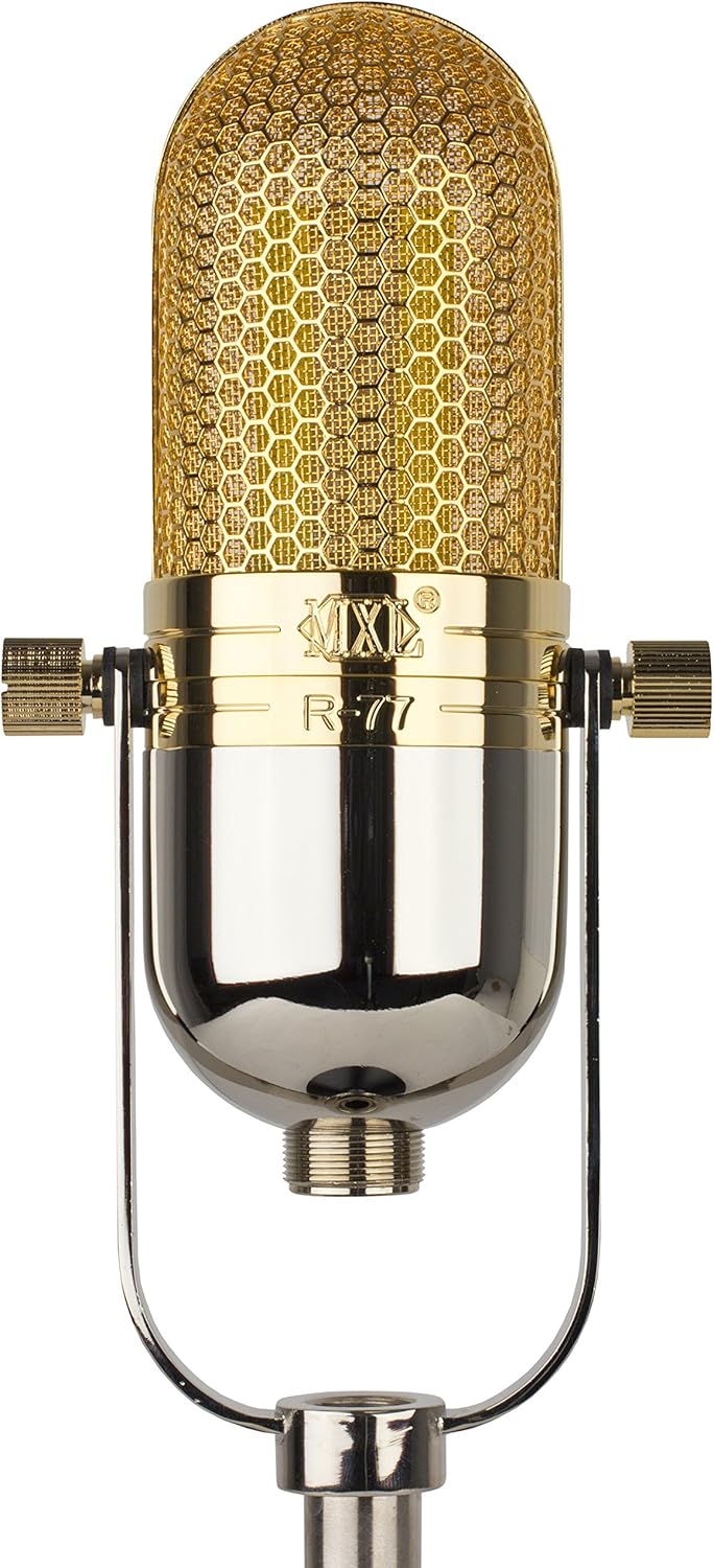 MXL Mics Ribbon Microphone, XLR Connector, Chrome/Gold (MXLR77)