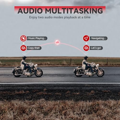 Motorcycle Bluetooth Headset V5.2 with Music Sharing, 2-Way Motorcycle Helmet Bluetooth with IP67 Waterproof, Motorcycle Communication Systems with Hi-FI Speakers for ATV/Snowmobile/Ski, 2 Pack