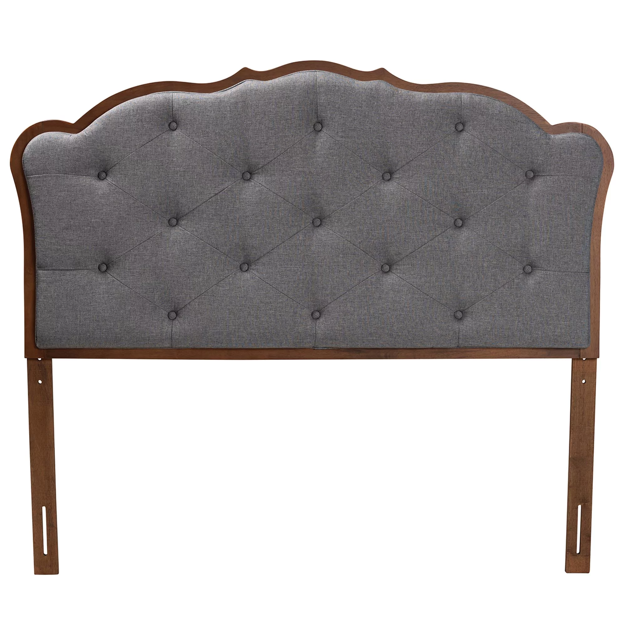 Baxton Studio Leandra Classic and Traditional Grey Fabric and Walnut Brown Finished Wood King Size Headboard