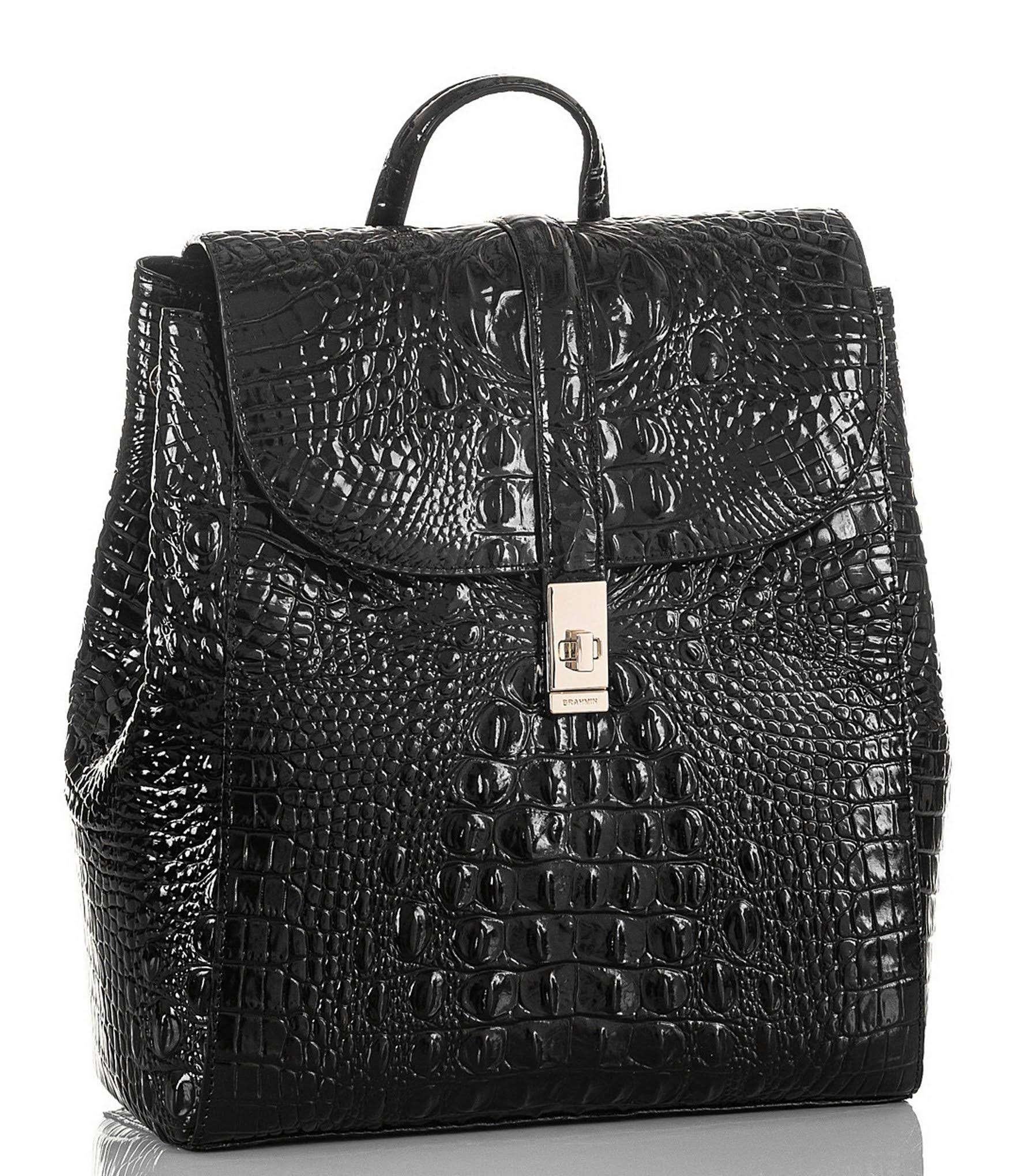 Brahmin Sadie Croc Embossed Leather Backpack - Pecan Melbourne