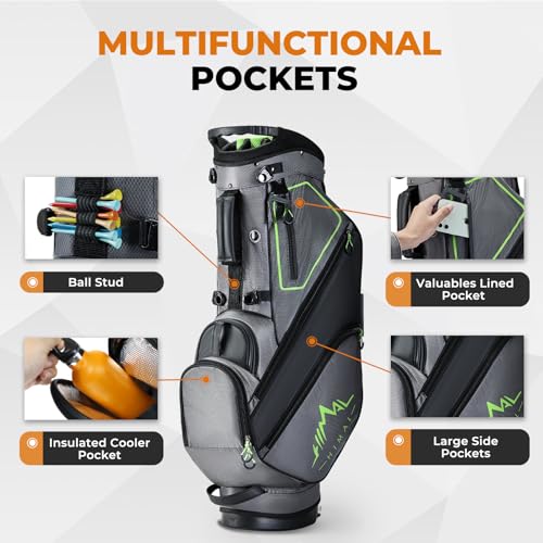 14 Way Dividers Golf Stand Bag Lightweight, Golf Bag for Men Women with Multiple Pockets, Dual Strap and Rain Cover Hood