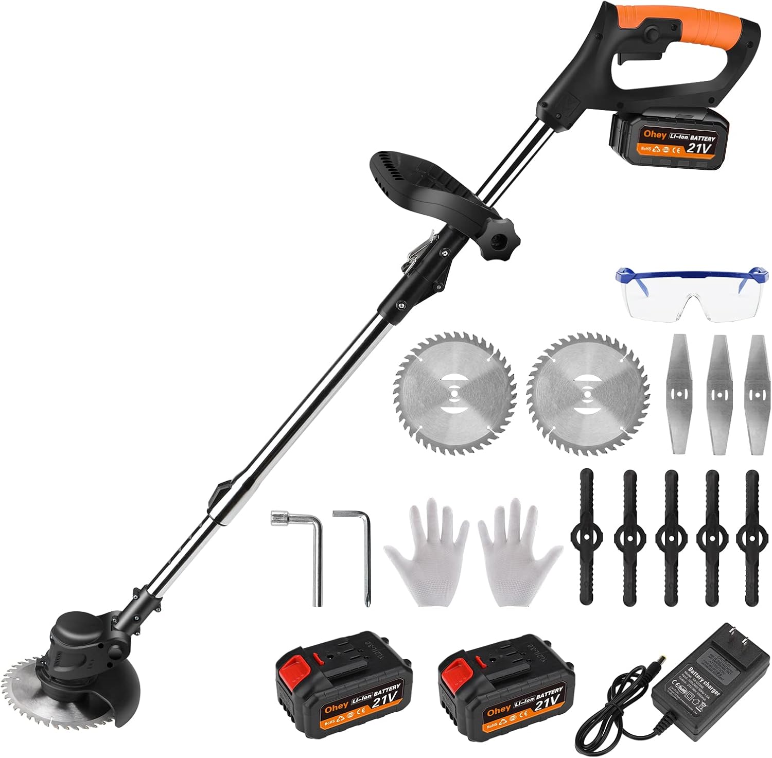 Weed Wacker, Electric Weed Wacker Cordless Trimmer, Retractable and Foldable Home Weed Eater Brush Cutter, Portable Battery Power Rechargeable Handheld Lawn Mower for Lawn, Yard, Garden