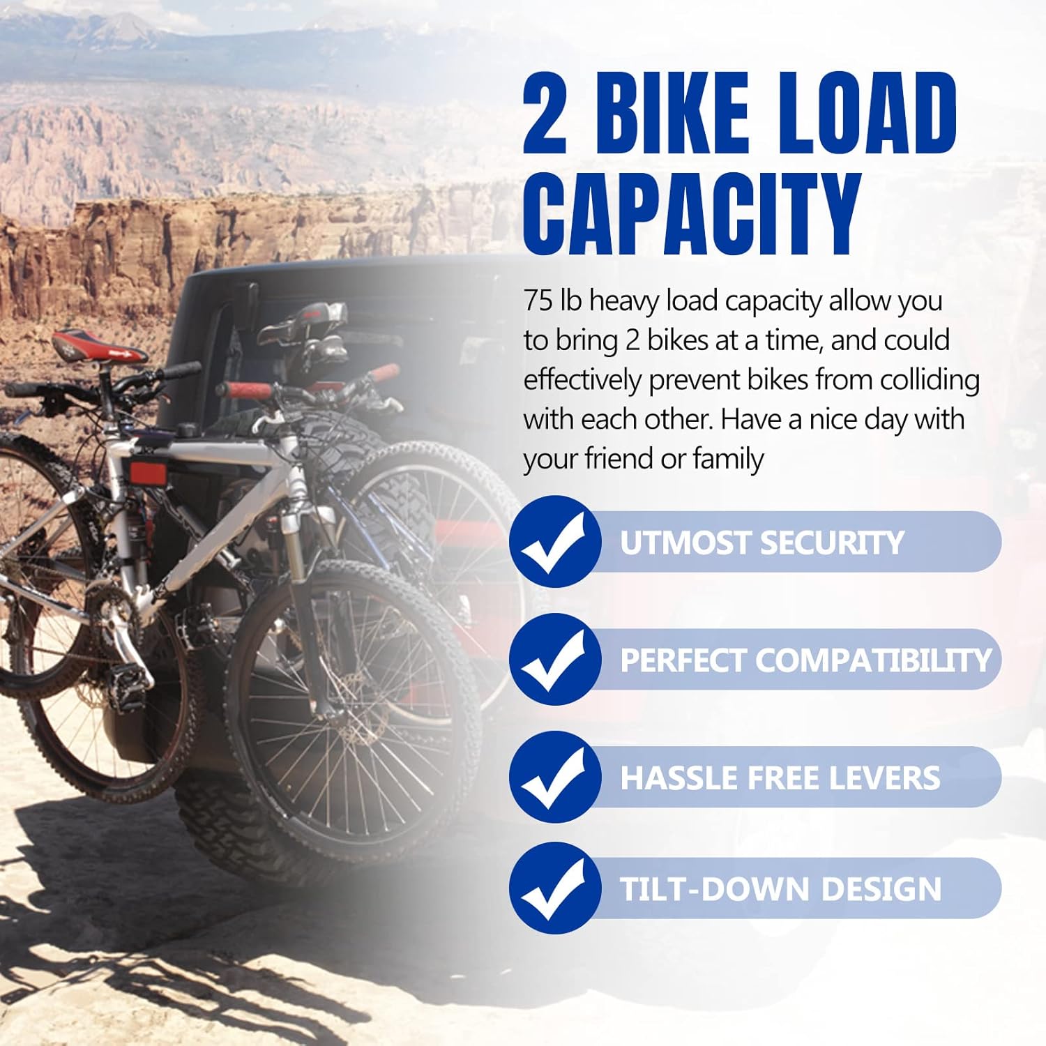 BUNKER INDUST 2-Bike Hitch Mount Carrier Rack,Heavy Duty Bicycle Carrier Foldable for Cars, Trucks, SUV's and minivans with a 2 Hitch Receiver