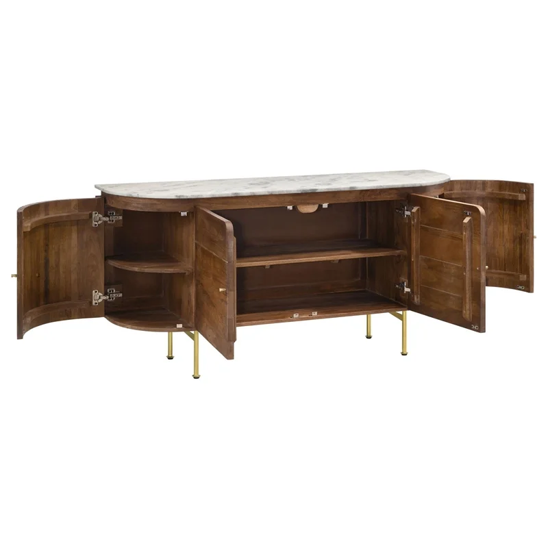 Coaster Ortega 4-door Marble Top Dining Sideboard Server in White and Natural