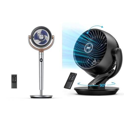Dreo Standing Fan, 120°+120°Omni-directional Oscillating Fan For Bedroom, 80 ft Circulator With Remote, DC Motor Quiet Fans, Adjustable Height, 8 Speeds, 3 Modes, 8H Timer, Home Office, PolyFan