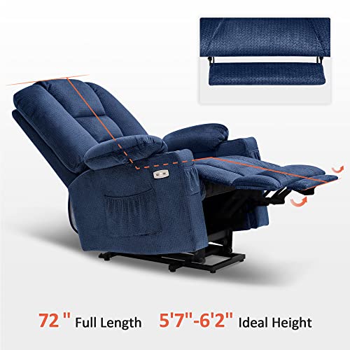 MCombo Small Power Lift Recliner Chair with Massage and Heat for Petite People, Cup Holders, USB Ports, Side Pockets, Fabric 7569 (Small-Regular, Brown)