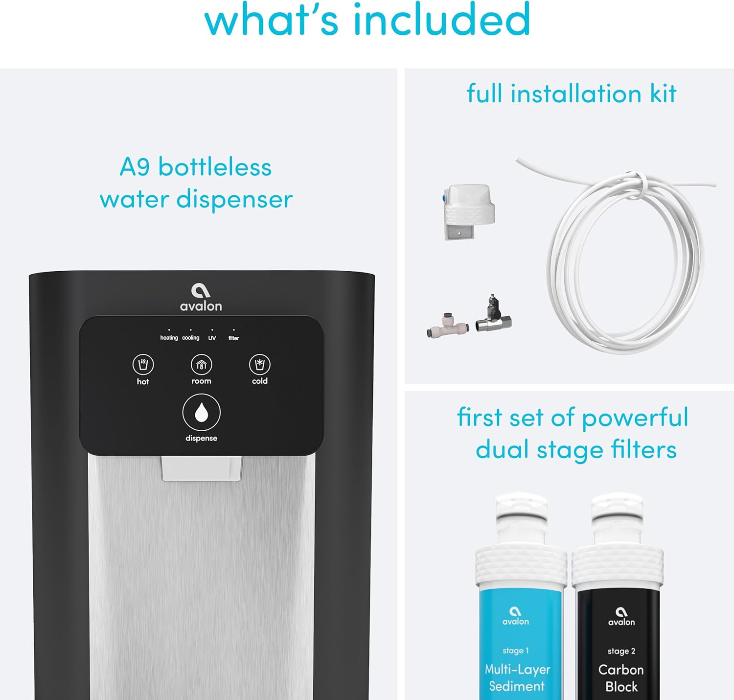 Avalon A9 Electric Touch Countertop Bottleless Cooler Water Dispenser-3 Temperatures (Black), 21 x 11 x 16 inches