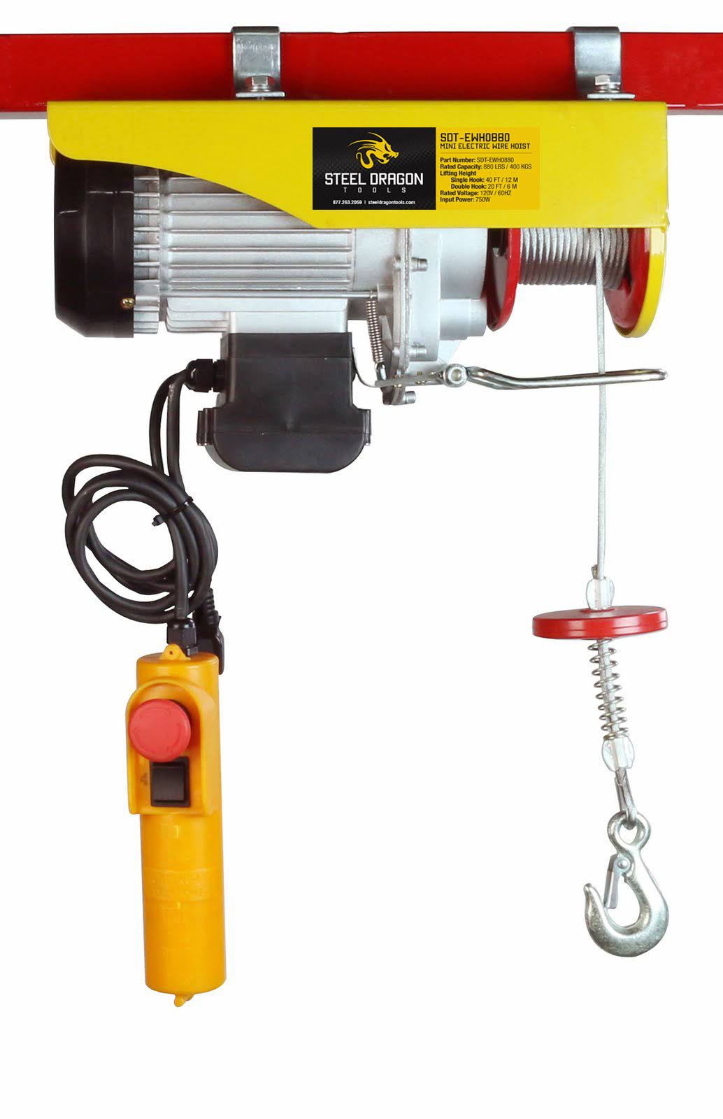 Steel Dragon Tools 880 lbs Mini Electric Wire Cable Hoist Overhead Crane Lift