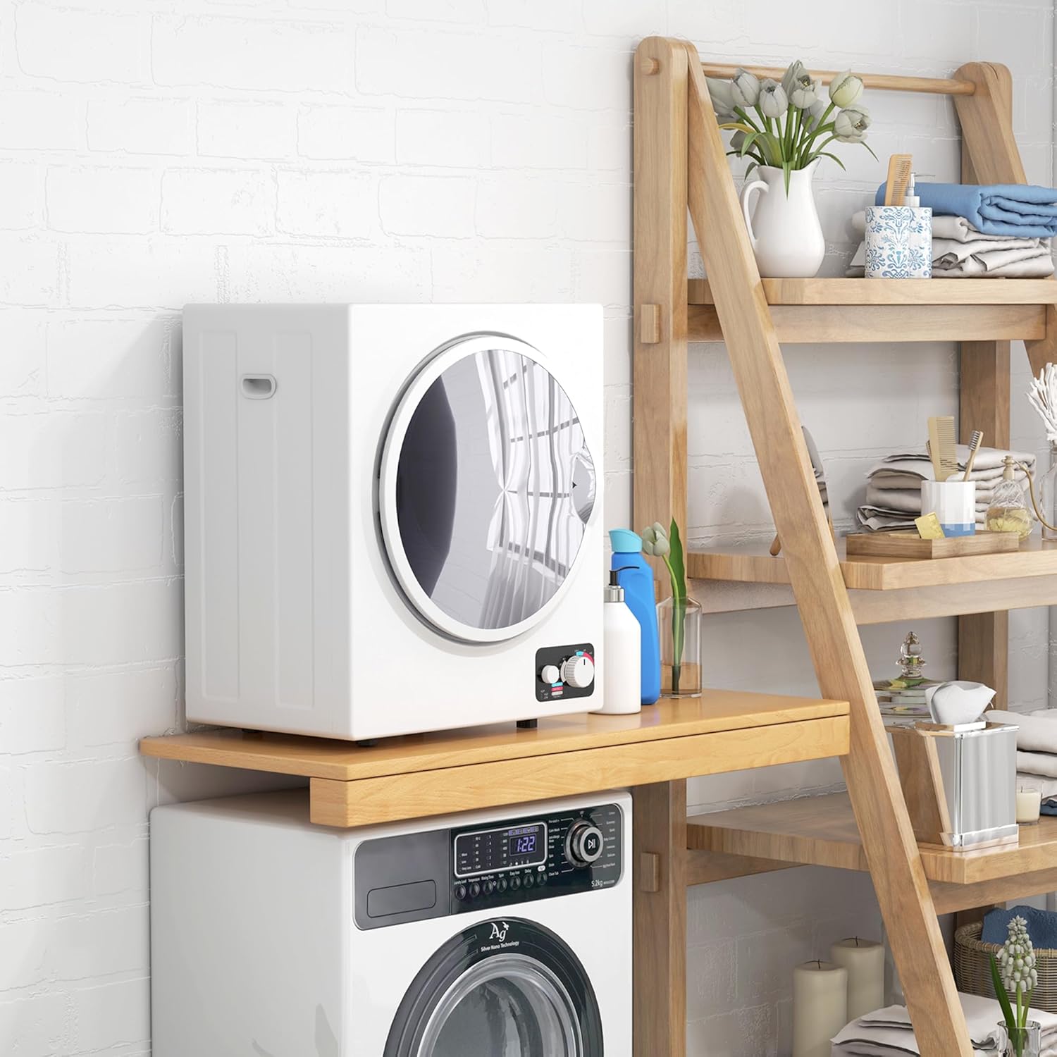 HOMCOM Portable Clothes Dryer, 120V 850W Compact Laundry Dryer with 1.5 cu.ft Stainless Steel Tub and 4 Drying Modes, 9 lbs Front Load Electric Dryer for Apartments Dorms RVs, White