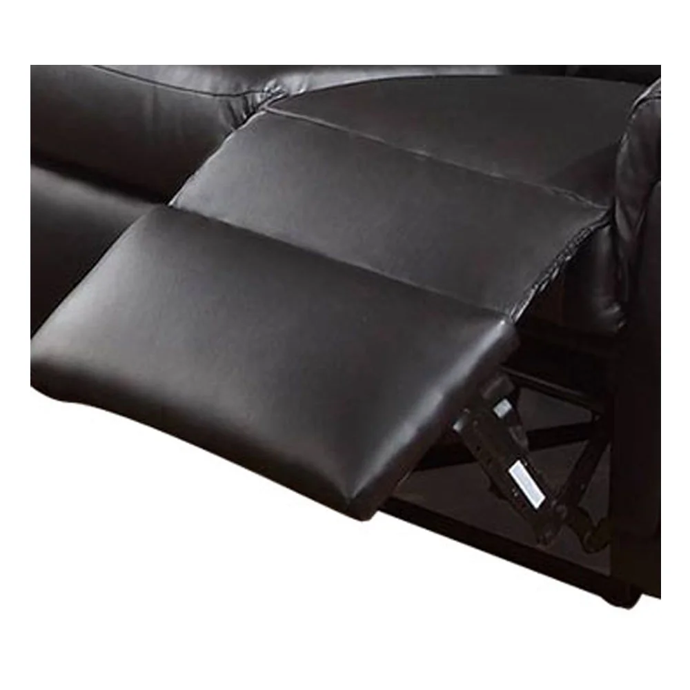3 Seats Bonded Leather Manual Motion Reclining Sofa in Black
