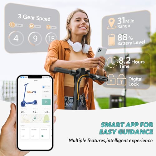 Electric Scooter for Adults Long Range Miles, 500/600W Motor & 10" Vacuum Tires, Foldable Design with Dual Disc Brakes, Smart App Control
