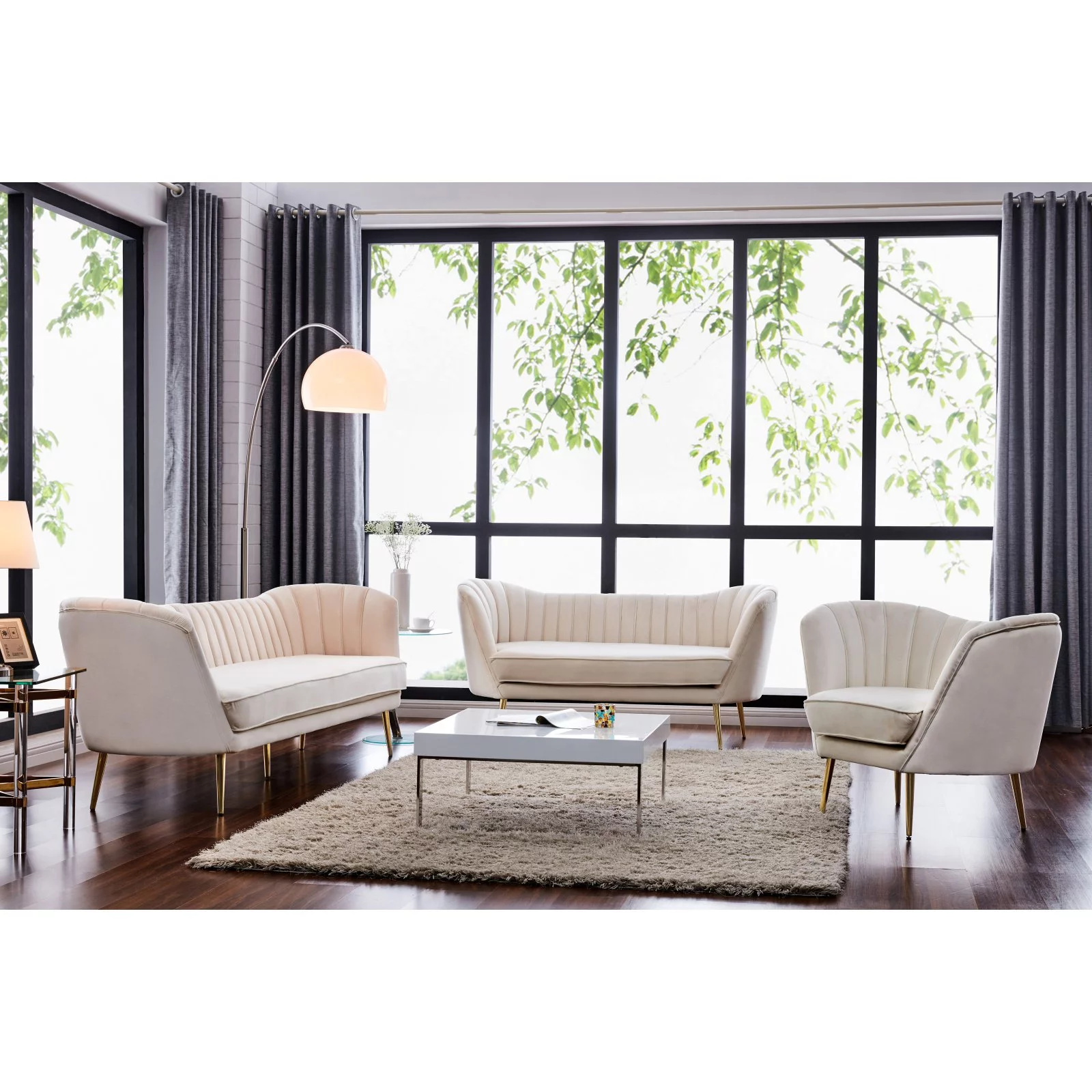 Meridian Furniture Margo Cream Velvet Loveseat