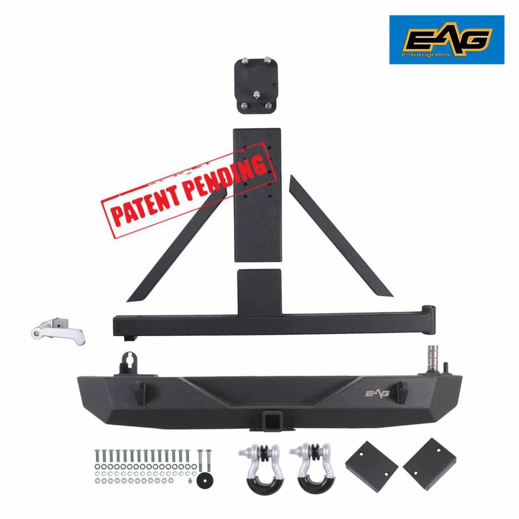 EAG Rear Bumper with Tire Carrier Fit for 07-18 Jeep Wrangler JK