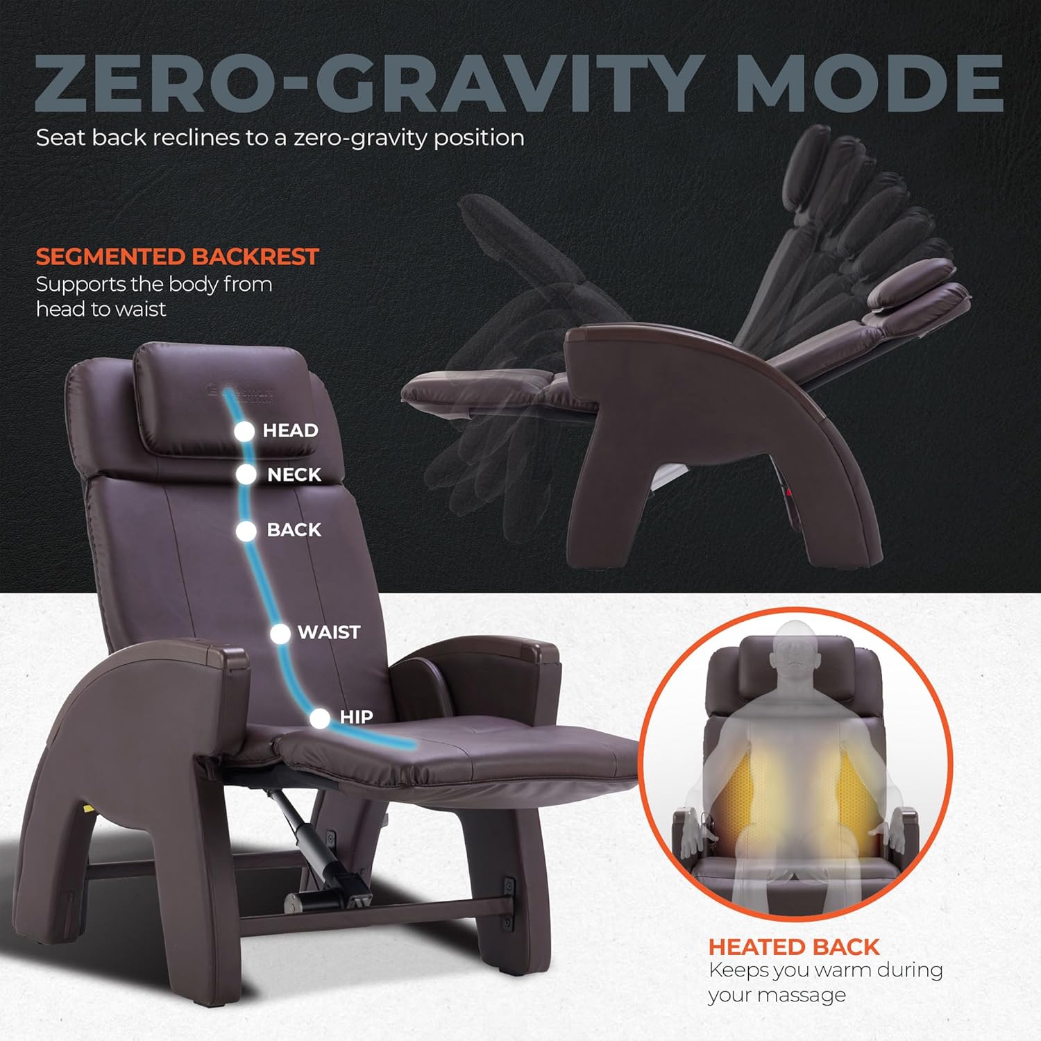 Lifesmart R5J01 Zero-Gravity Recliner Massage Chair with Heat, Adjustable Massage Strengths, and a USB Charging Port, 38.5" D x 28.7" W x 44.4" H