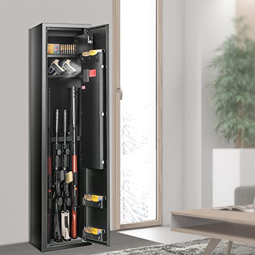 VEVOR 3-4 Rifles Gun Safe, Rifle Safe with Digital Keypad & Lock, Quick Access Gun Storage Cabinet for shotguns with Removable Shelf, Pistol Rack, Ammo Storage Box for Home Rifle and Pistols
