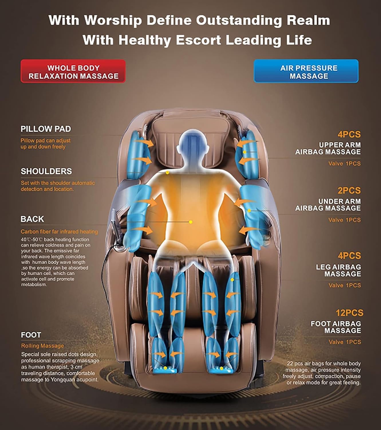 Luxury Leisure Massage Chair Full Body 4D Massage Chair SL Track Zero Gravity Shiatsu Massage Chair with Robot Hand Electric AI Smart Recliner for Home Office