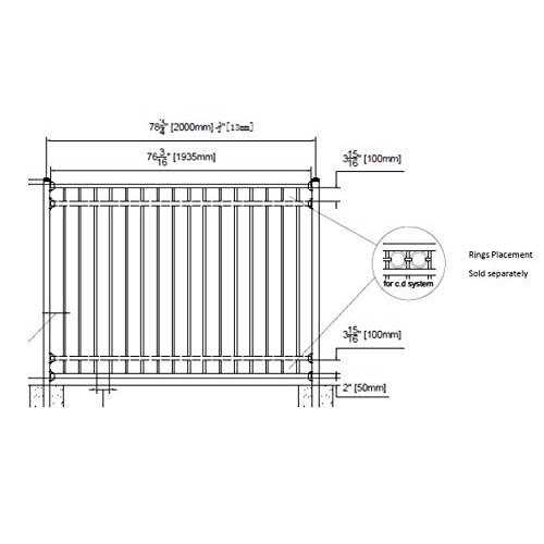 Xcel Fence 6.5'W x 5'H Traditional Series 3 Rail Steel Fence Panel - Shop Hardware Tools Online Store