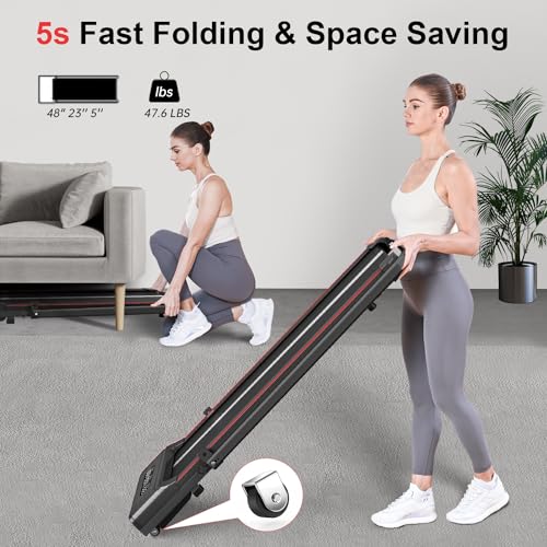 Walking Pad Treadmill, 6.2MPH Under Desk Treadmill with Bluetooth Speaker, Ultra Quiet for Office & Home, 2.5HP Running Machine with 300 LBS Capacity, Remote Control