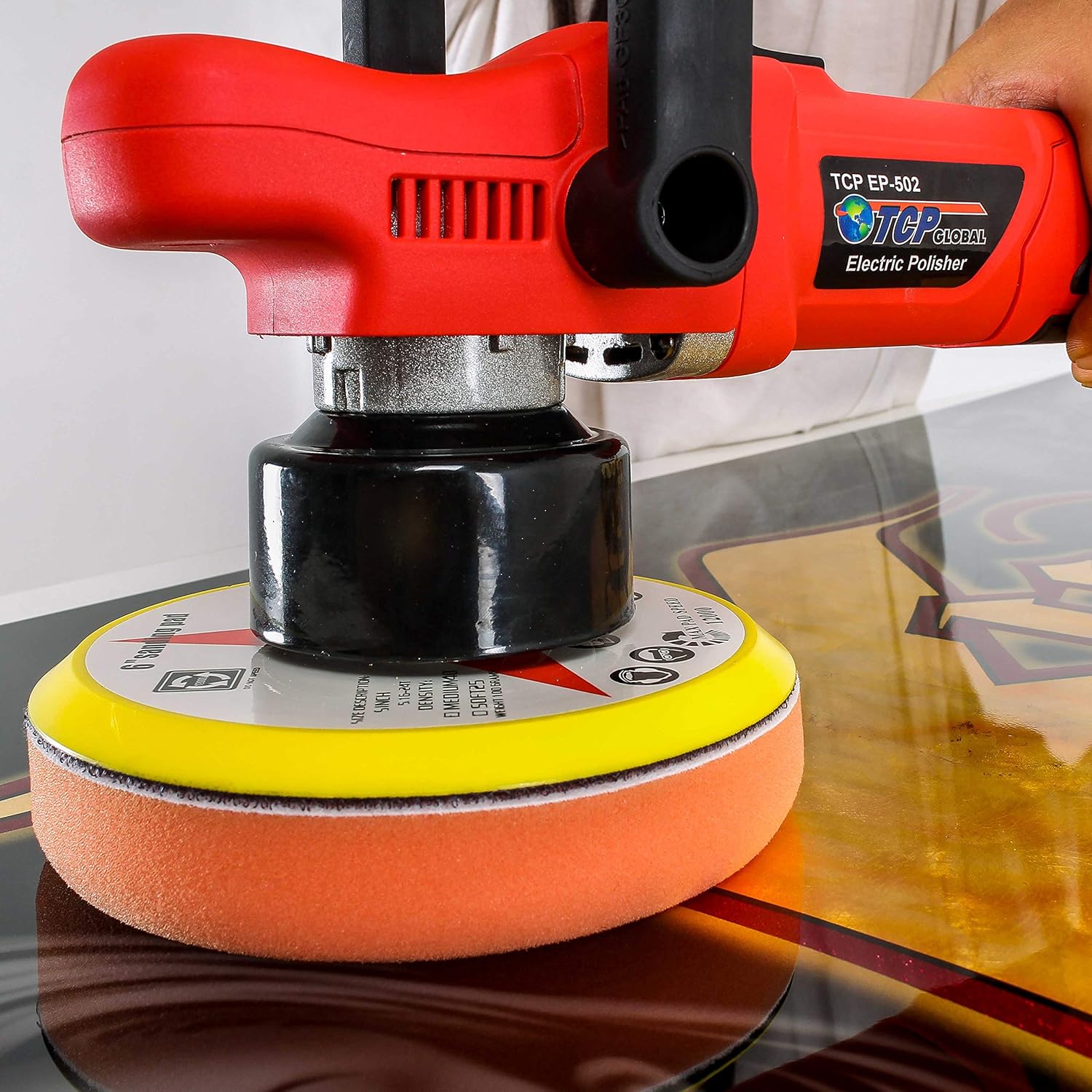 TCP Global Model EP-502-6 Variable Speed Random Orbit Dual-Action Polisher with a 6 Pad Professional Buffing and Polishing Kit - Buff, Polish & Detail Car Auto Paint
