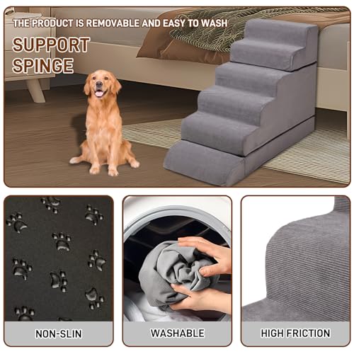 30-36 inches High Foam Dog Stairs & Steps for High Beds Tall, LitaiL 30inch 6 Tier Pet Stairs/Steps for High Beds Large Dogs, Non-Slip Dog Ramps for Small Dogs, for Older Dogs/Cats Injured