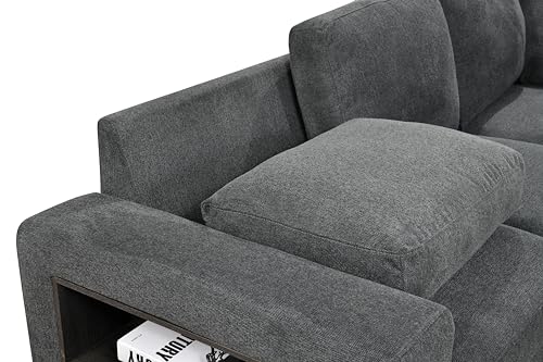 roomfitters 125'' Modern U Shaped 7 Seat Sectional Sofa Couch with Cabinet, Sofa Bed with Storage Chaise and Pull-Out Couch Bed for Living Room, Light Gray
