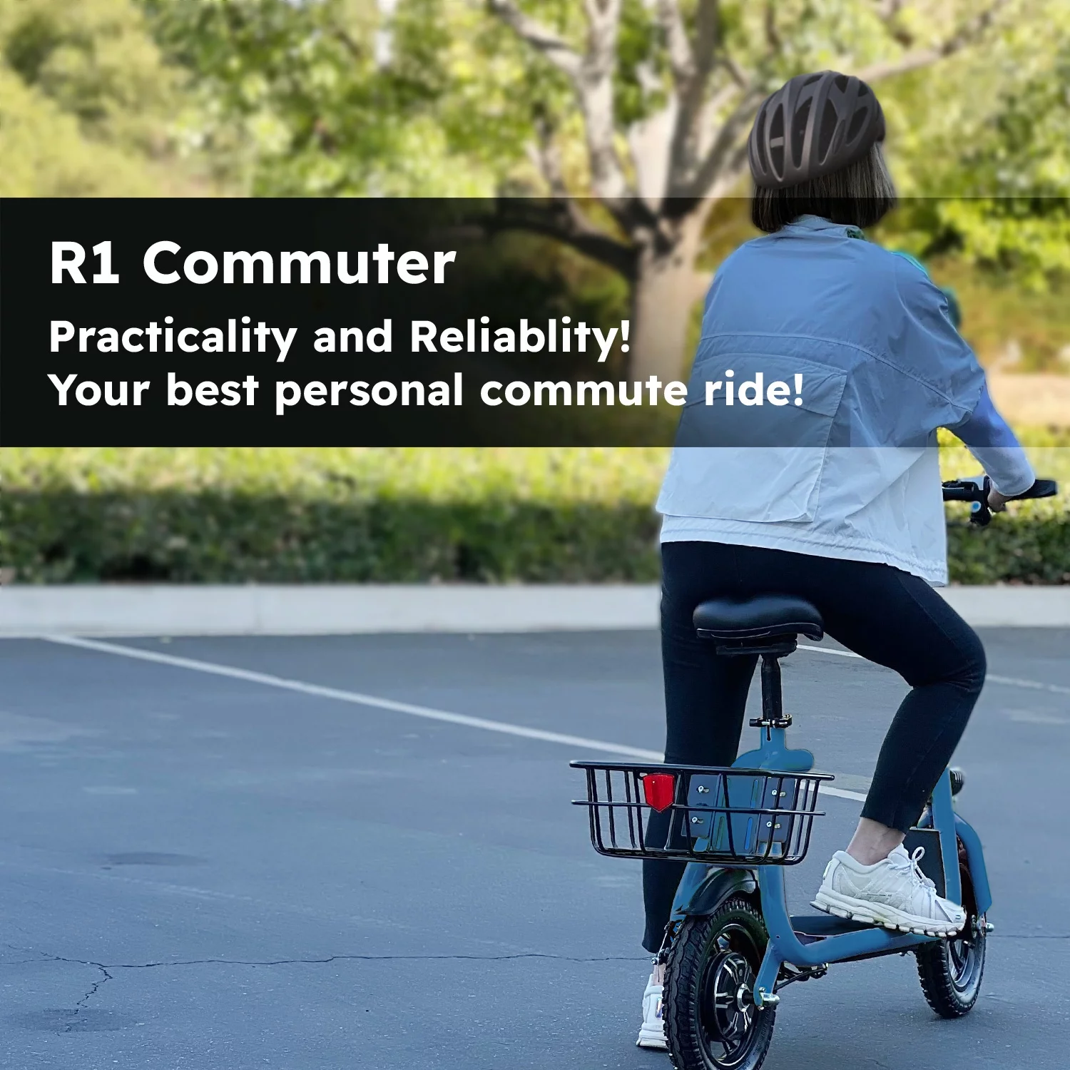 Phantomgogo Commuter R1 - Electric Scooter for Adults - Foldable Scooter with Seat & Carry Basket - 450W Brushless Motor 36V - 15MPH 265lbs Max Load E Mopeds for Adults (Blue)