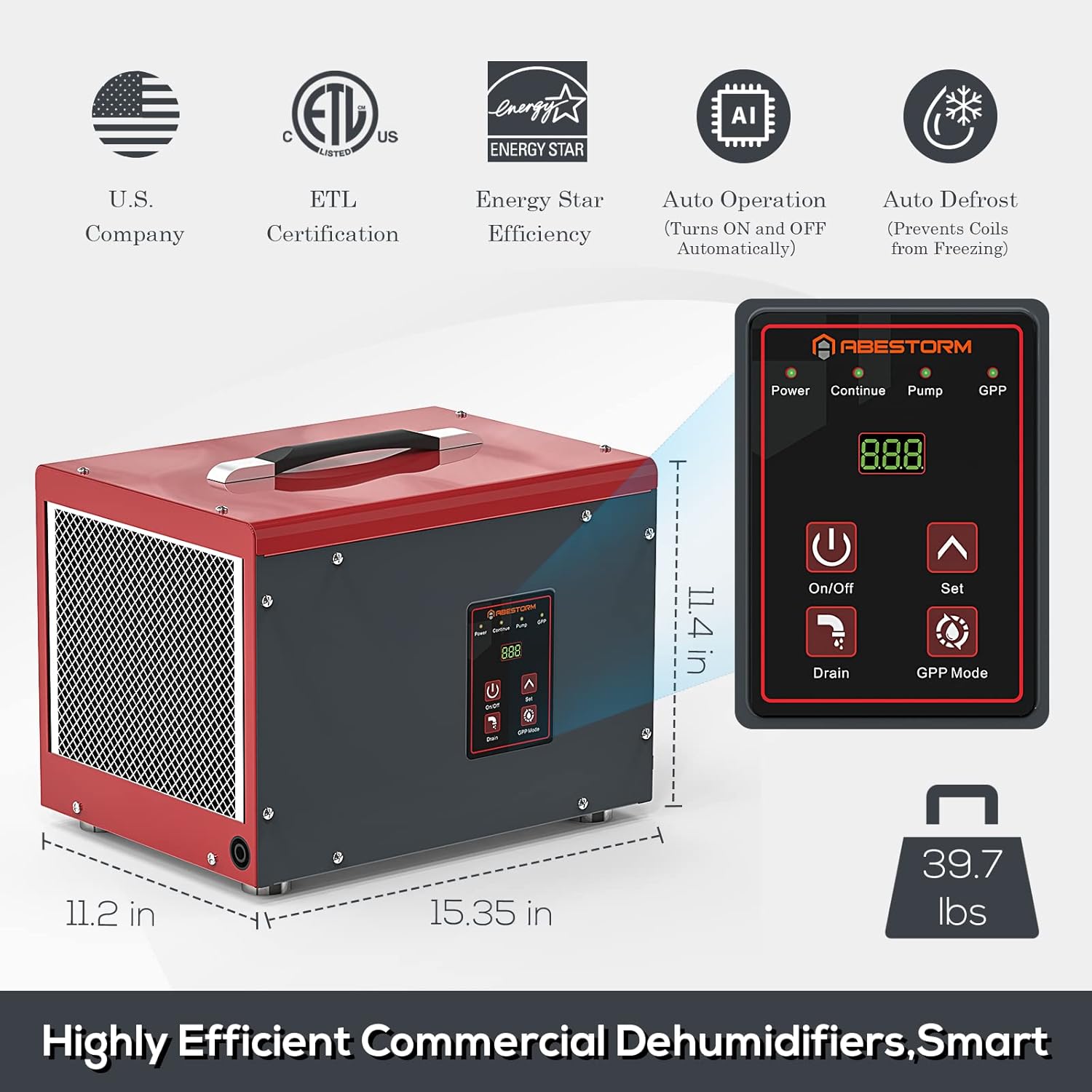 Abestorm Crawl Space Dehumidifiers with Pump and Hose, 70 PPD Energy Star Compact Portable Commercial Dehumidifier Up to 1,000 sq. ft. Auto Defrost, Memory Starting Crawlspace dehumidifiers