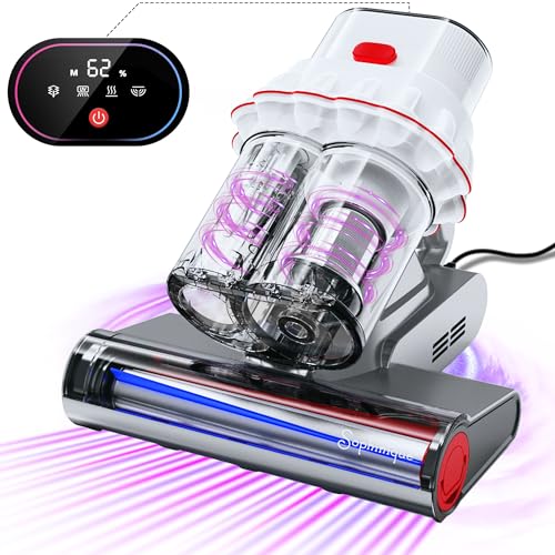 Sophinique Bed Vacuum Mattress Cleaner 15Kpa Mattress Vacuum with Dust Gradient Indicator, U/V Light & Ultrasonic, 99.9% Allergen Removal, Dual Dust Cups Handheld Couch Cleaner Machine