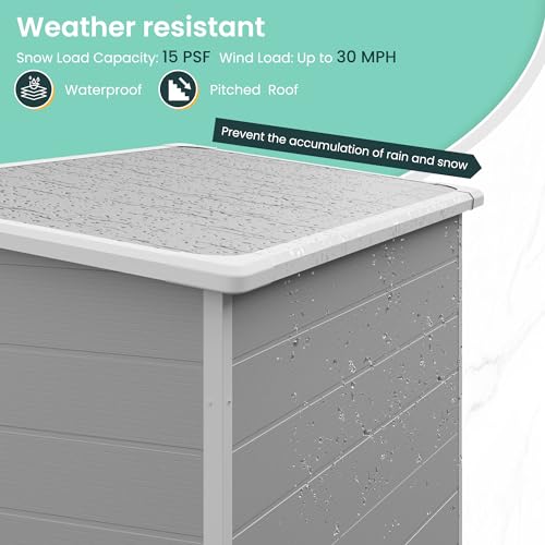 UDPATIO Outdoor Resin Storage Shed 6x4.5 FT, Plastic Garden Shed for Bike, Garbage Can, Tool, Outside Sheds with Lockable Door for Backyard, Patio, Lawn, Grey & White