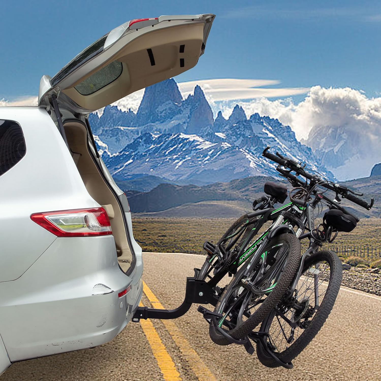 XCAR 2-Bike Hitch Mounted Platform Bicycle Rack Foldable Bike Carriers for Cars Trucks SUVs Minivans with 2" Hitch Receiver