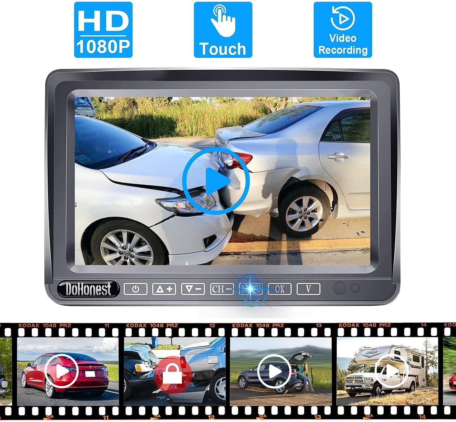 Wireless Backup Camera for RV HD 1080P 2 Rear View Camera 7���� DVR Touch Key Monitor Stable Digital Signals,Support 4 Cameras with Adapter for Furrion Pre-Wired RV,Trailer,Truck,5th Wheel DoHonest- V23