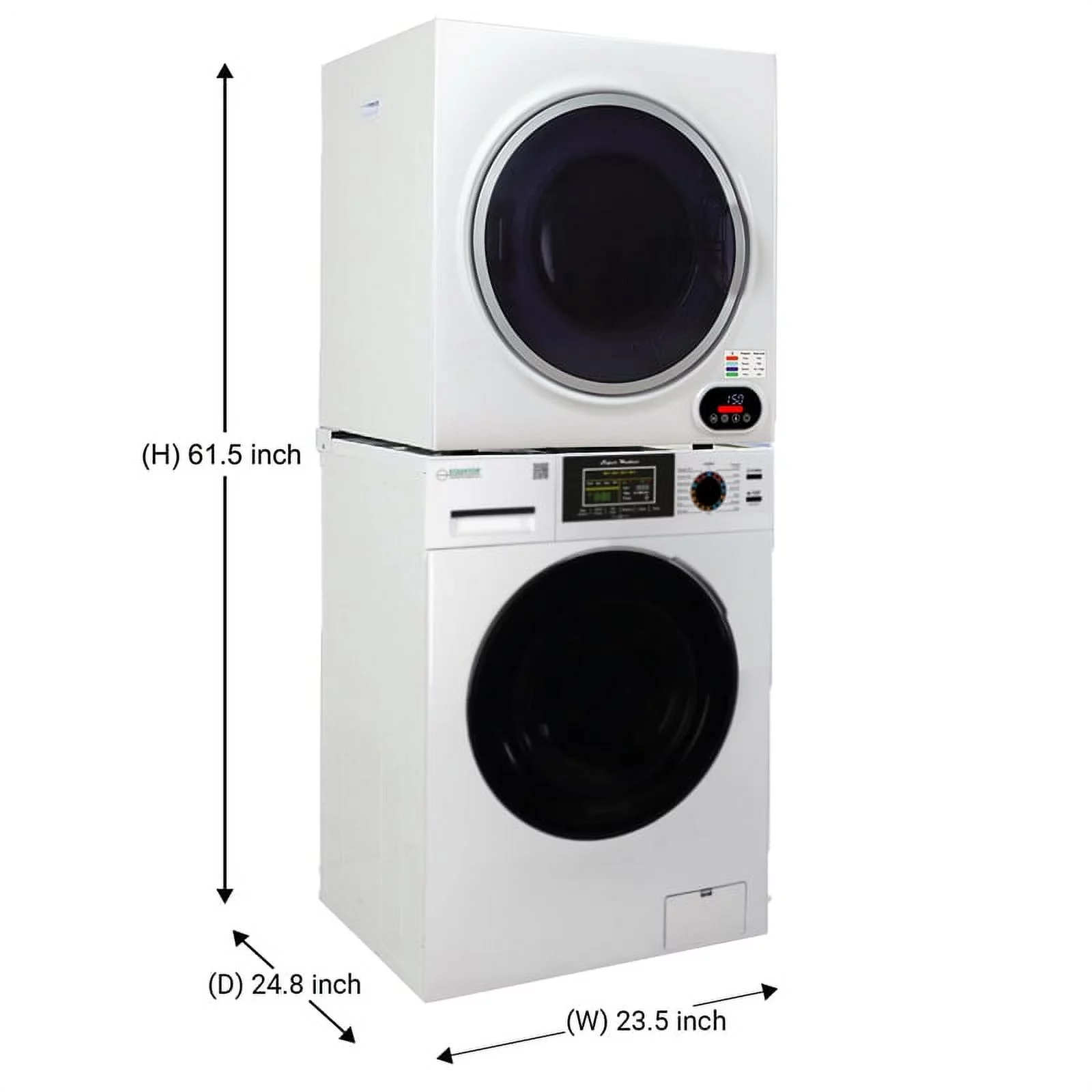 Space-saving Stackable Washer and Dryer set with Sanitize, Allergen, Quiet, Winterize and Short Dryer with Digital Cont.