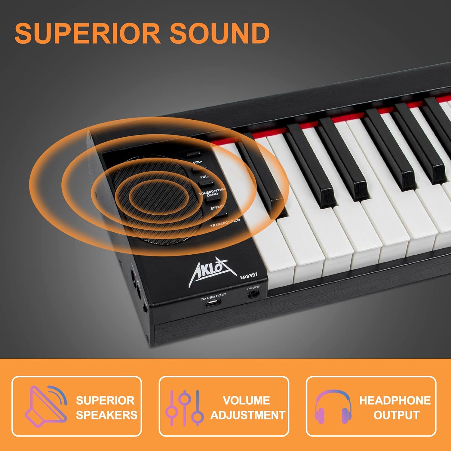 Digital Piano Keyboard 88 Keys, AKLOT Electric Piano Portable Semi-Weighted Full Size with Sustain Pedal Power Supply for Beginner Adults Practice