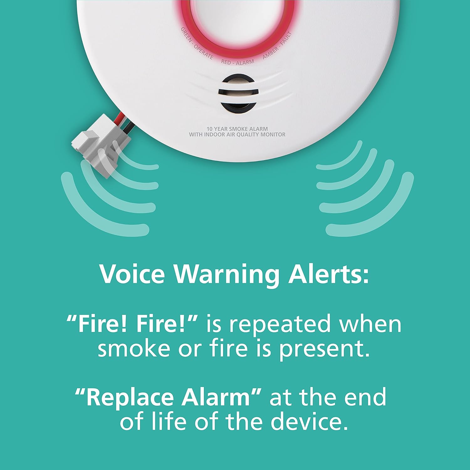 Kidde Smart Smoke Detector & Indoor Air, Quality Monitor, WiFi, Alexa Compatible Device, Hardwired w/Battery Backup, Voice & App Alerts, 2 Pack