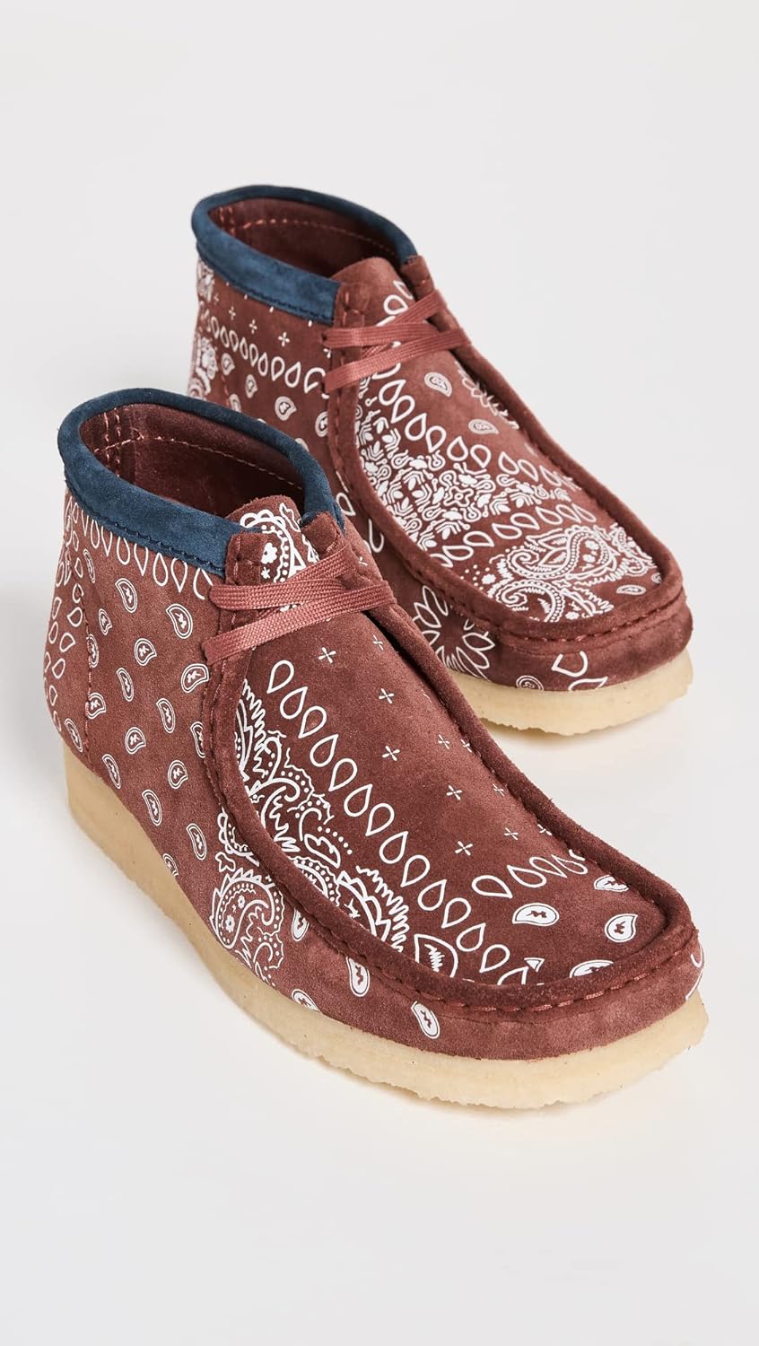 Clarks Men's Wallabee Boots, Brick Paisley, Brown, Print, 11 Medium US