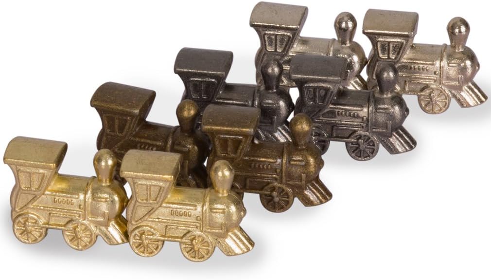 Yellow Mountain Imports Mexican Train Complete Set with Double 12 Dominoes (Pips/Dots), Wooden Hub, Die Cast Train Markers, and Scorepad