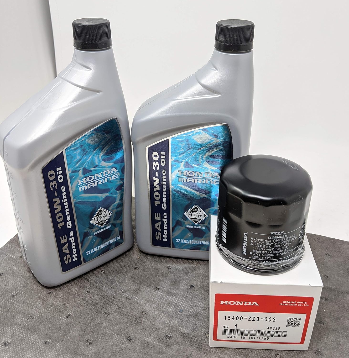 Honda Marine Oil Change Kit w/Oil pad and 2-Quarts 10W-30 Oil and Filter Pack of 2