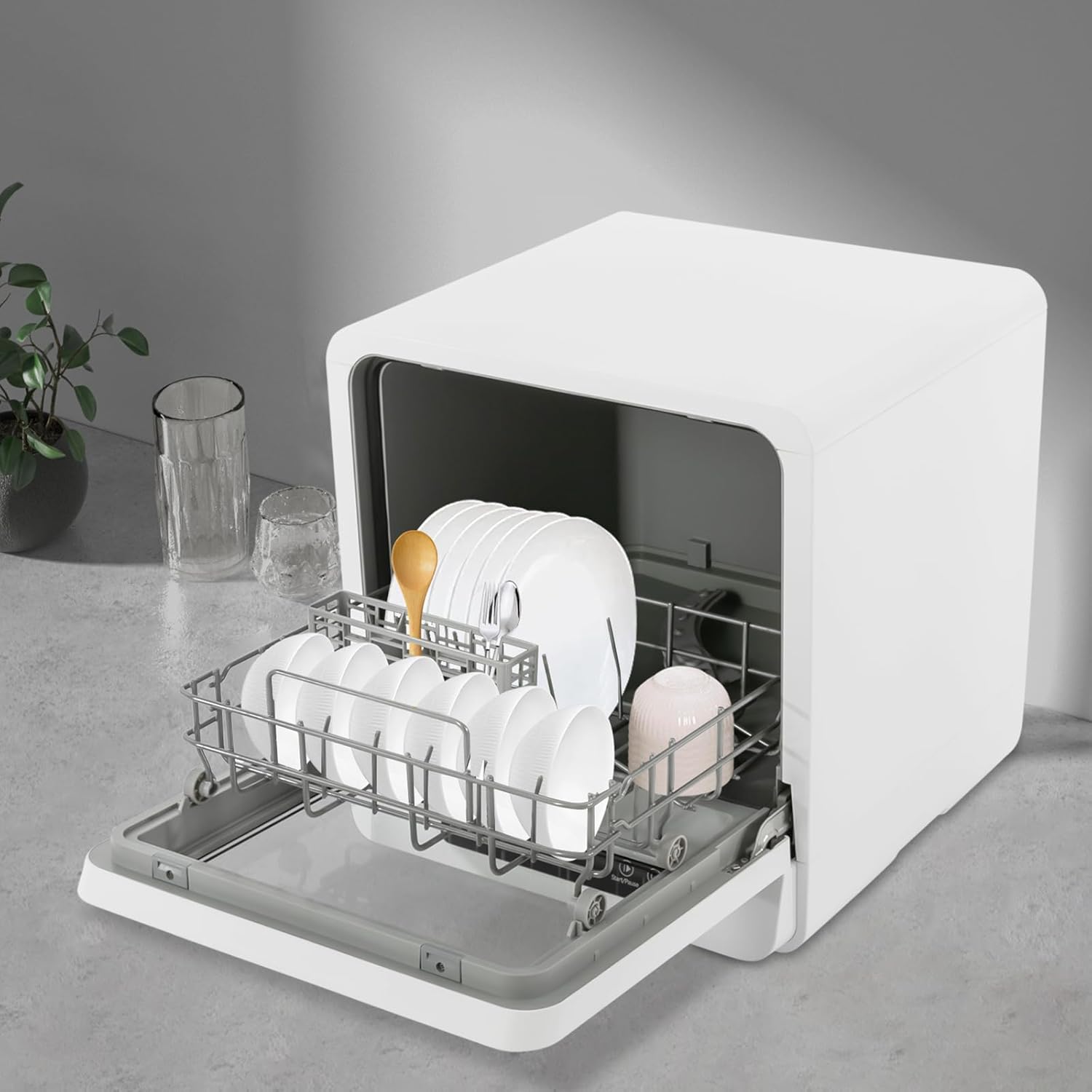 3-in-1 Portable Mini Dishwasher Countertop Portable Dishwasher 5 Washing Programs Mini Dishwasher for Apartments& RVs, 590W 110V