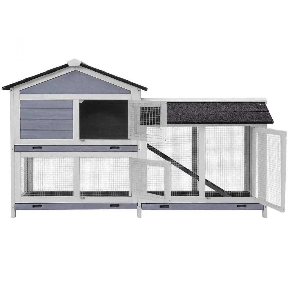 Fooing Chicken Coop Large Wooden Outdoor Bunny Rabbit Hutch Hen Cage with Ventilation Door, Removable Tray & Ramp Garden Backyard Pet House Chicken Nesting Box - Curated Treasures Market