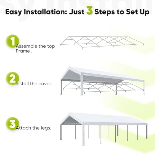Quictent 20x20 Party Tent Heavy Duty Outdoor Canopy Tent Carport Wedding Event Shelter BBQ Wedding Tents for Parties with Storage Bags(Mesh)