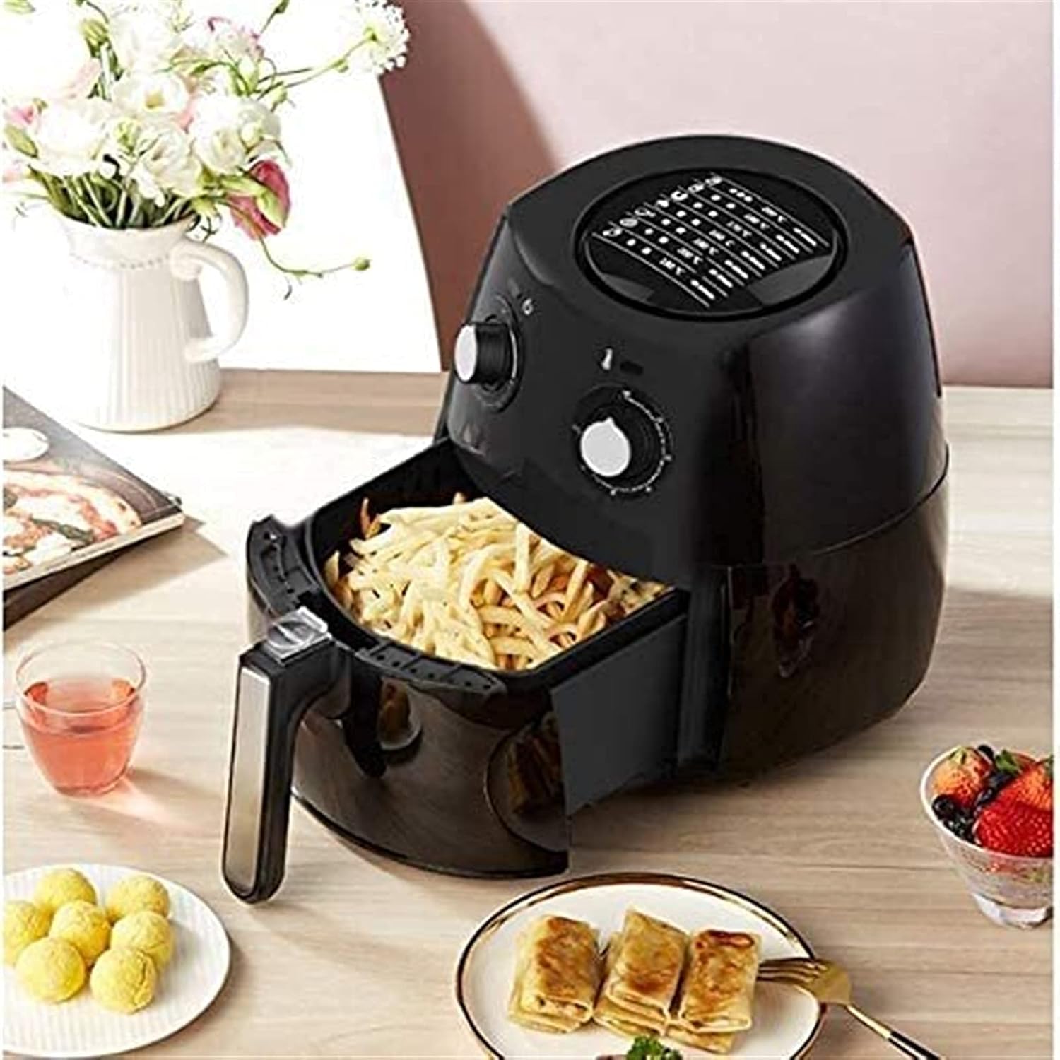 Air Fryer for Home Use 1230W Hot Air Fryer with Timer Temperature Control Dishwasher Safe Userfriendly Design Air Fryer Comfortable anniversary