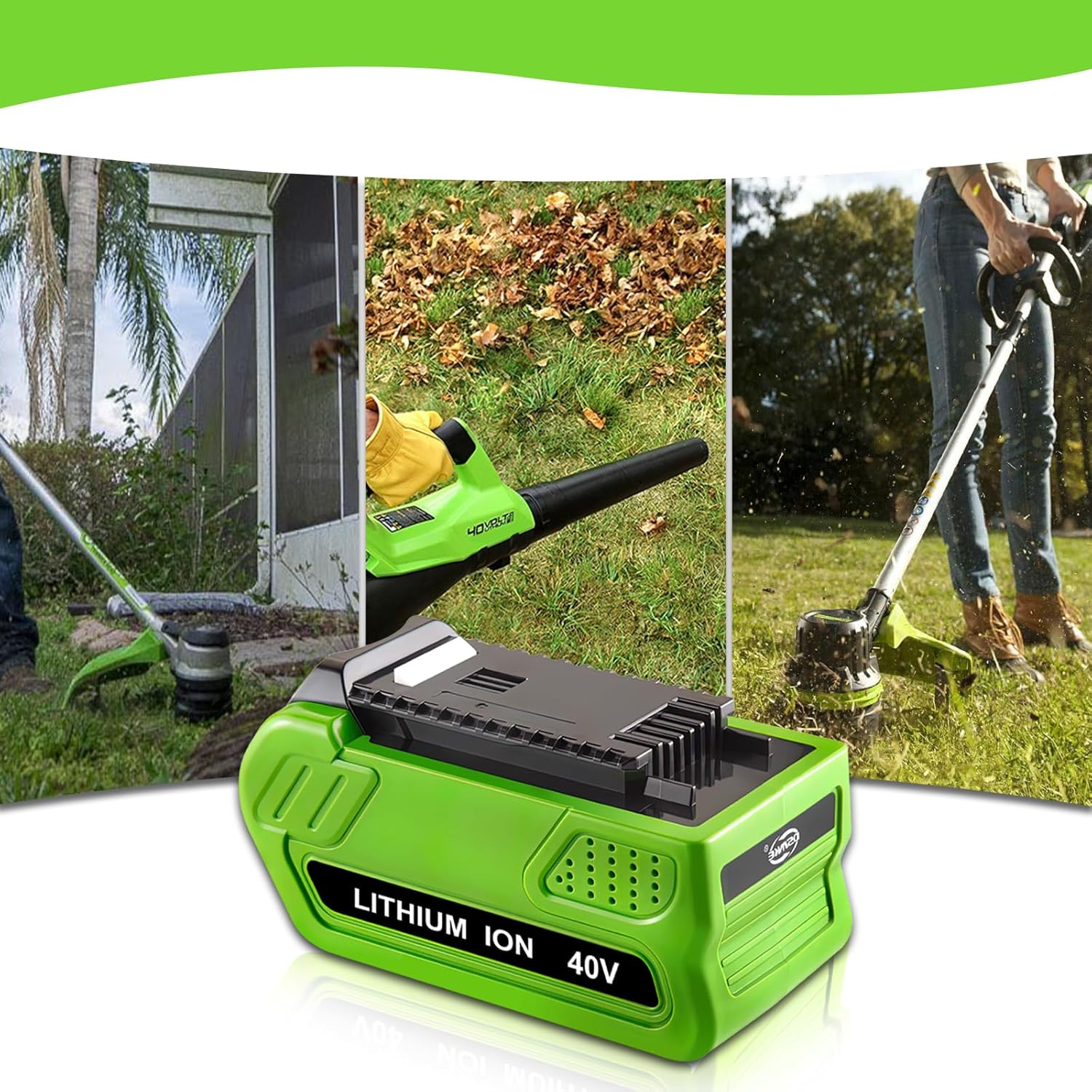 2-Pack 40 Volt 6.0Ah Lithium ion 29462 29472 Battery and 29482 Charger Compatible with Greenworks 40V Battery 29462 29472 G-MAX Power Tools 29252 20202 22262 25312 25322 20642 22272 27062