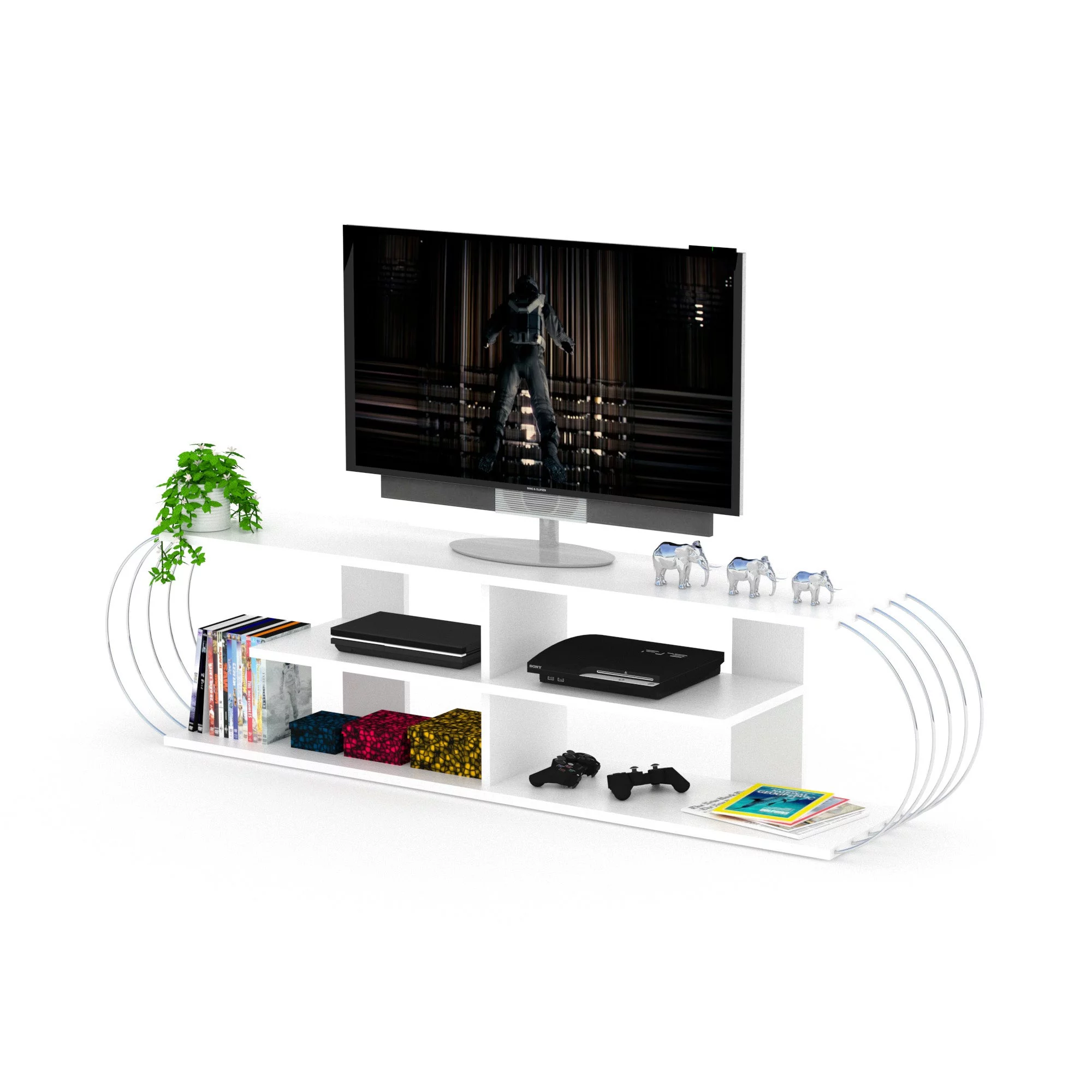 SavaHome Cassiopeia TV Unit White-Chrome